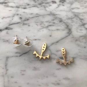 Stella& Dot Gold Studs with Ear Jackets